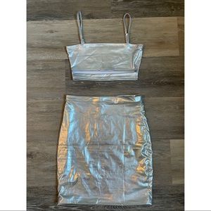 Silver Metallic Two Piece Set
